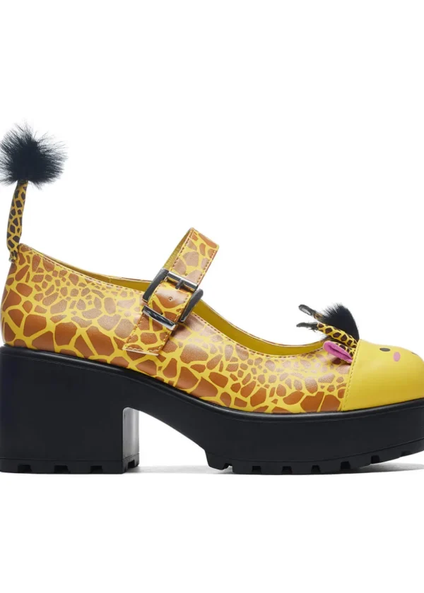 Koi Footwear Tira Grazing Giraffe Mary Janes Pumps Yellow