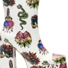 Koi Footwear Verdict Of A Serpent & Dagger Tattoo Platform Boots White