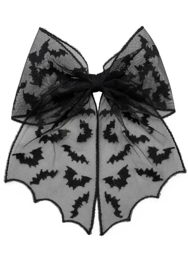 Kreepsville Bat Lace Hair Bow Black