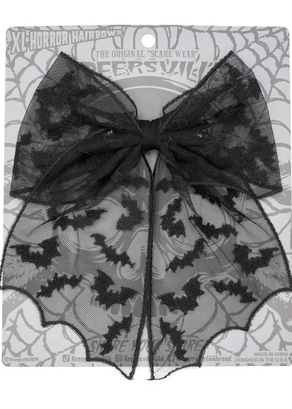 kreepsville_bat_lace_hair_1.webp Kreepsville Bat Lace Hair Bow Black