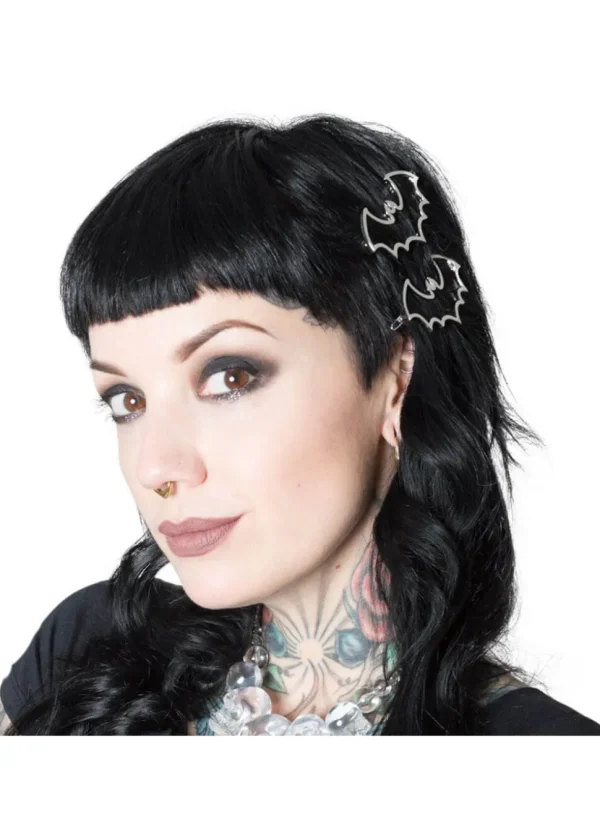 Kreepsville Bat Outline Set Haarclips Silver