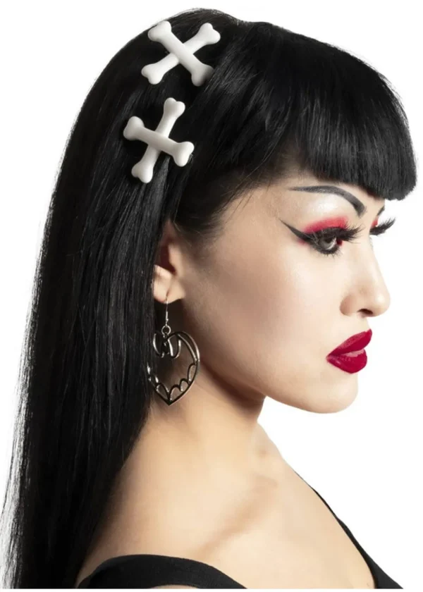 Kreepsville Crossbones Set Hairslides White