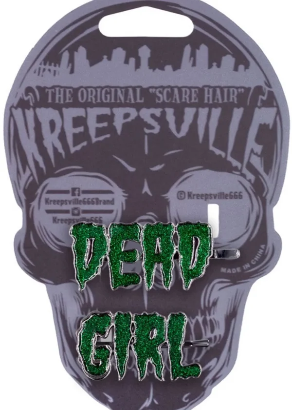 Kreepsville Dead Girl Text Set Haarslides Green