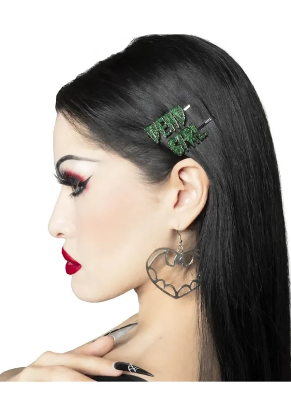 Kreepsville Dead Girl Text Set Haarslides Green
