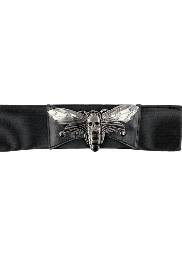 Kreepsville Death Moth Elastic Belt Black