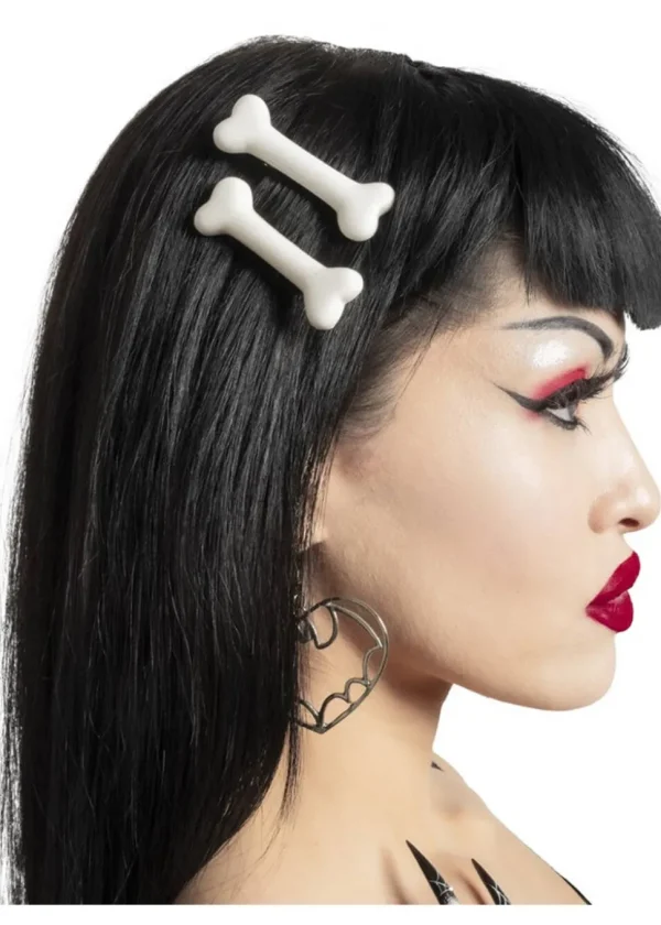 Kreepsville Mini Bone Set Hairslides White
