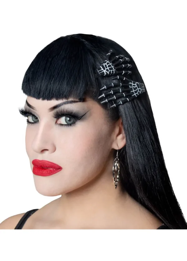 Kreepsville Skeleton Bone Hand Hair Clips Black