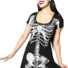 Kreepsville Skeleton Flare Dress Black White