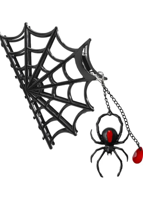 Kreepsville Spider Charm Web Hairclip Black