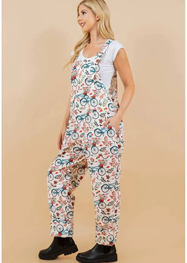 LA Soul Ayla Bicycle Dungarees Apricot