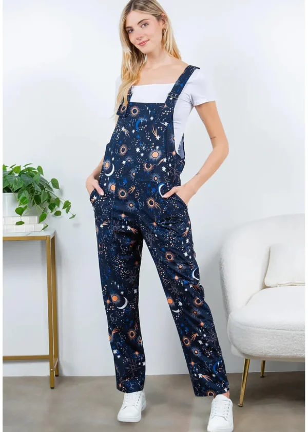 LA Soul Ayla Celestial Space Dungarees Black