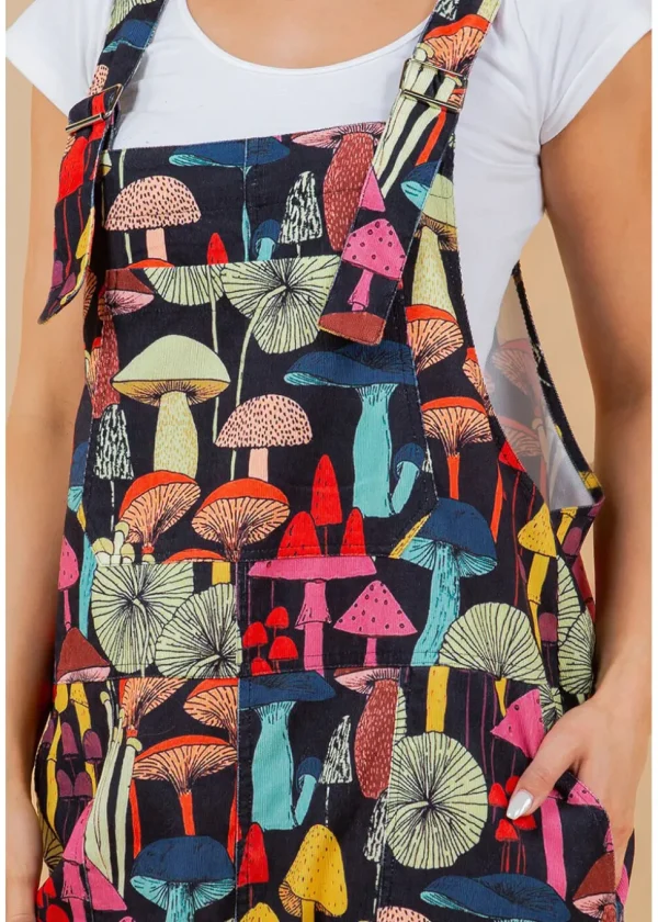 LA Soul Ayla Mushroom Reality Dungarees Black