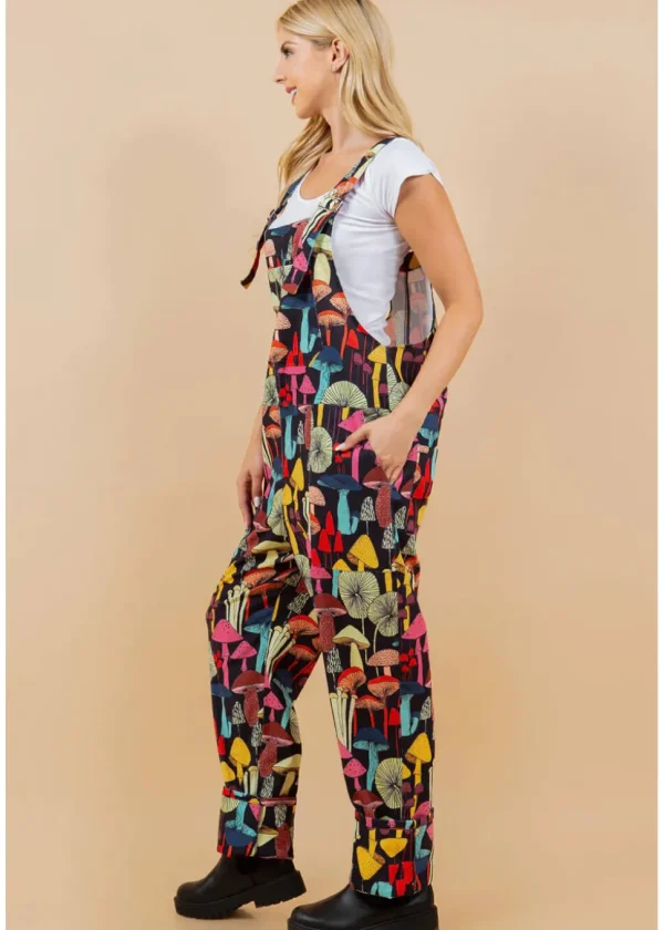 LA Soul Ayla Mushroom Reality Dungarees Black