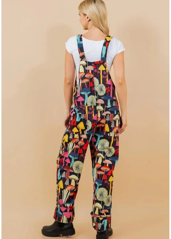 LA Soul Ayla Mushroom Reality Dungarees Black