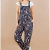 LA Soul Ayla Retro Cats Dungarees Black