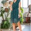 LA Soul Emma Sparkling Bee V-Neck A-Line Dress Green