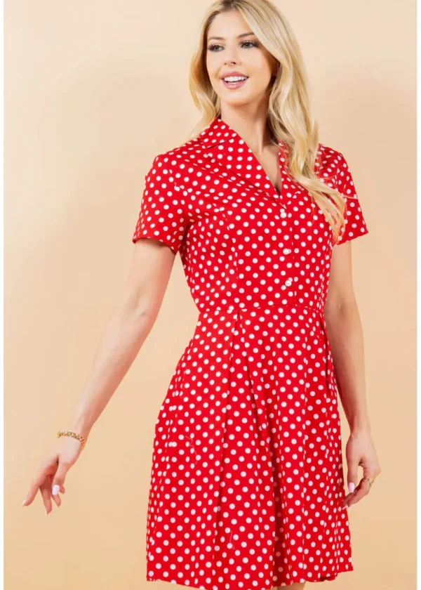 LA Soul Fleur Polkadot A-Line Dress Red