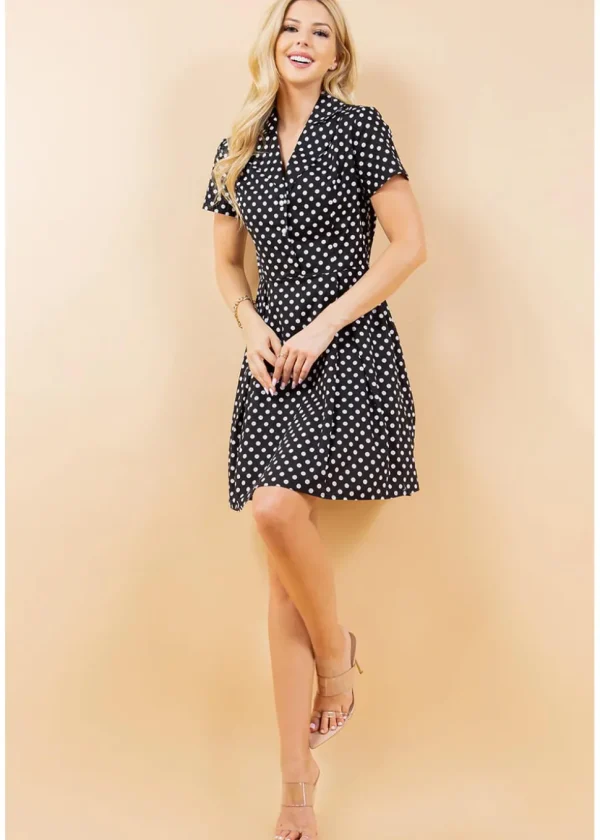 LA Soul Fleur Polkadot A-Line Dress Black