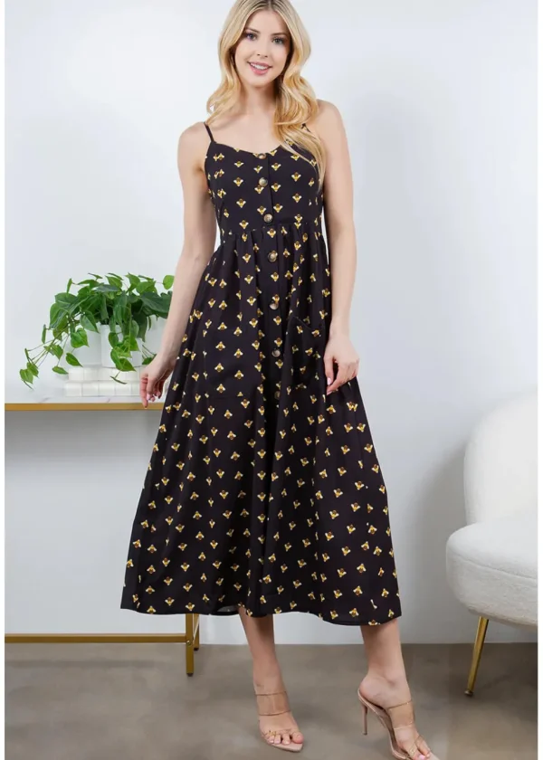 LA Soul Misty Busy Bee Maxi Dress Black