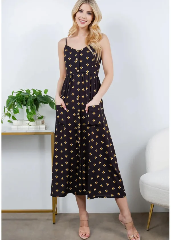 LA Soul Misty Busy Bee Maxi Dress Black