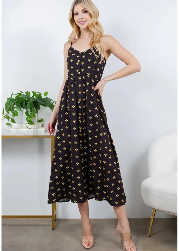 LA Soul Misty Busy Bee Maxi Dress Black