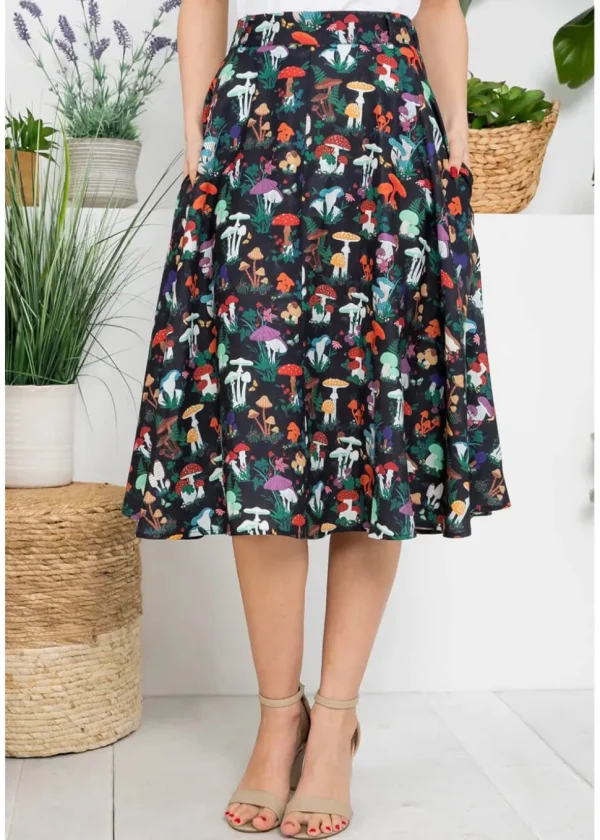 LA Soul Mushroom Garden Swing Skirt Black