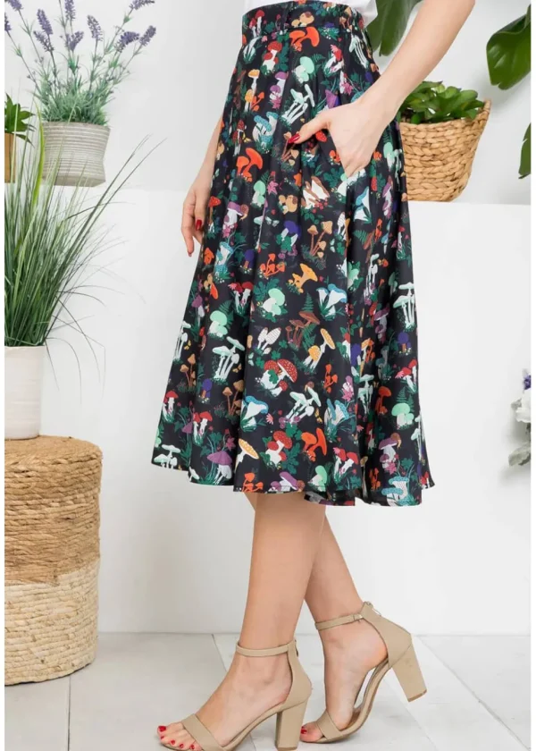 LA Soul Mushroom Garden Swing Skirt Black