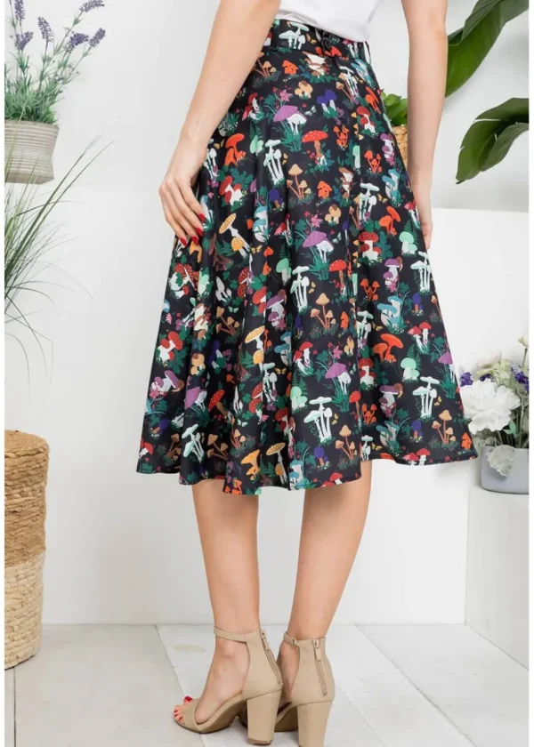 LA Soul Mushroom Garden Swing Skirt Black