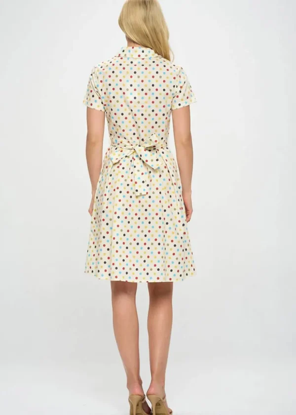 LA Soul Nova Party Polkadot A-Line Dress Cream