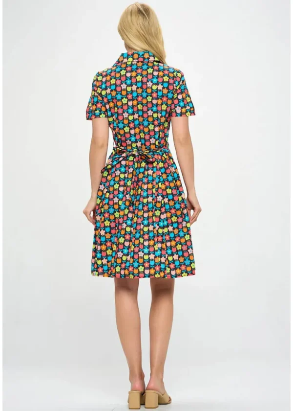 LA Soul Nova Retro Flowers A-Line Dress Black
