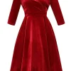 Lady V Lyra Velvet 50's Swing Dress Red