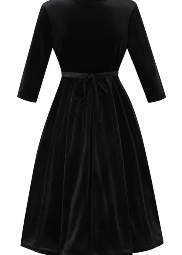 Lady V Lyra Velvet 50's Swing Dress Black