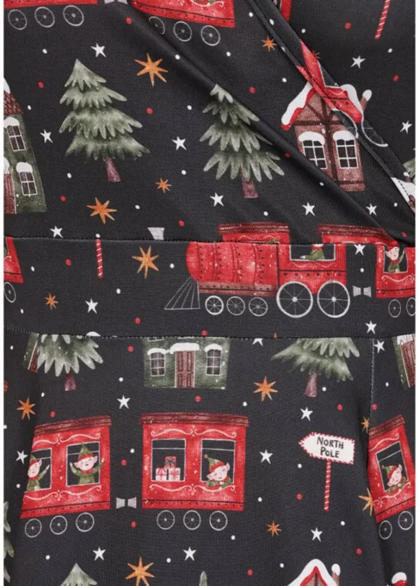 Lady V Lyra Xmas Express Christmas 50's Swing Dress Black