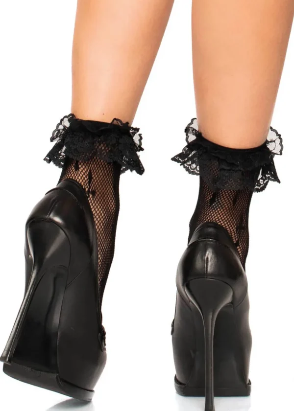 Leg Avenue Cross Ankle Socks Black
