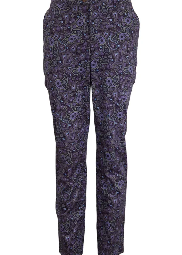 Lords of Harlech Jack Tribune Paisley Chino Trousers Plum