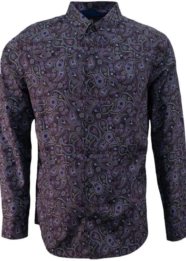 Lords of Harlech Morris Tribune Paisley Shirt Plum