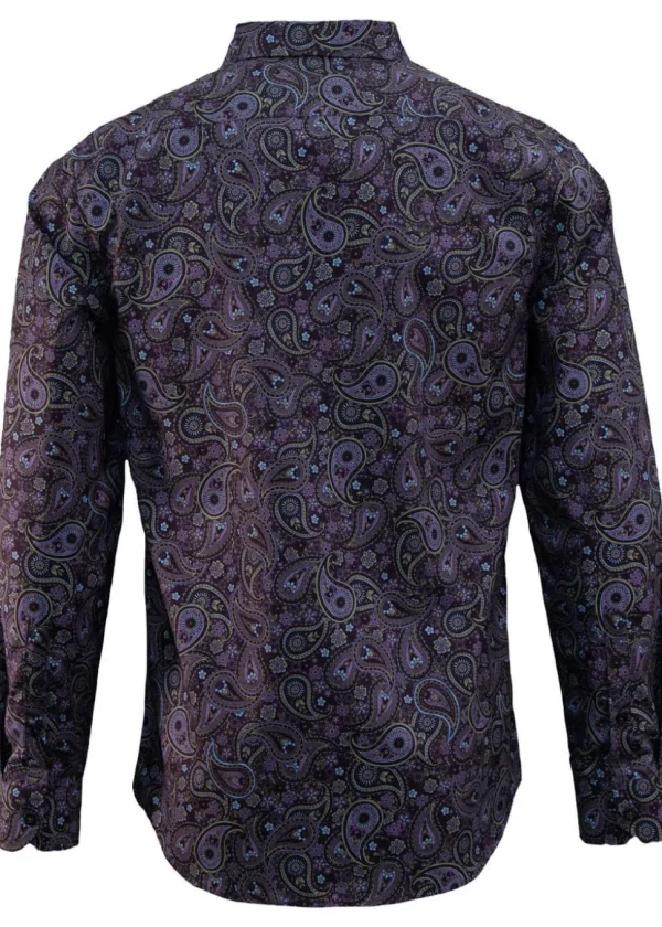 Lords of Harlech Morris Tribune Paisley Shirt Plum