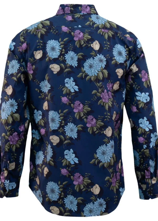 Lords of Harlech Nigel Augustus Floral Shirt Navy