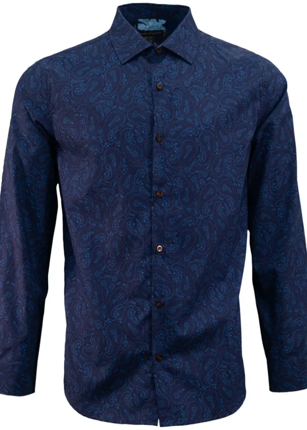 Lords of Harlech Nigel Perugia Paisley Shirt Navy