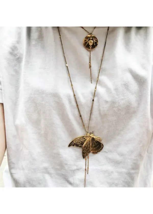 Lotta Djossou Paris Butterfly Long Necklace Gold