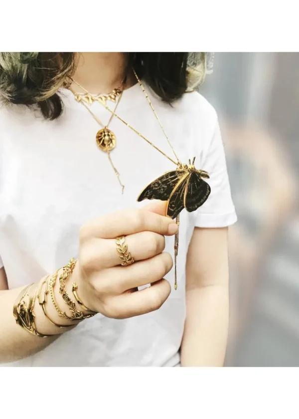 Lotta Djossou Paris Butterfly Long Necklace Gold