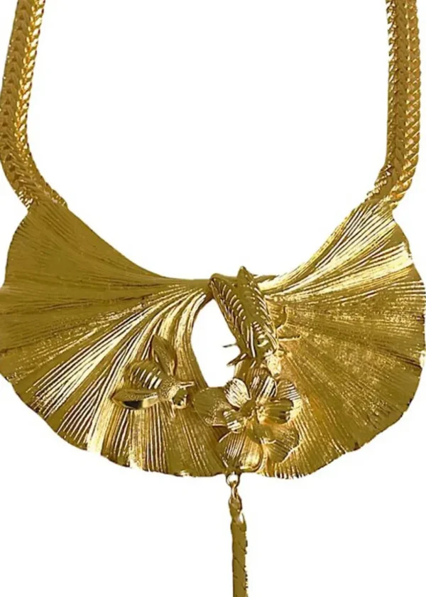 Lotta Djossou Paris Cicada on Leaf Necklace Gold