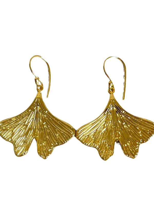 Lotta Djossou Paris Gingko Drop Earrings Gold