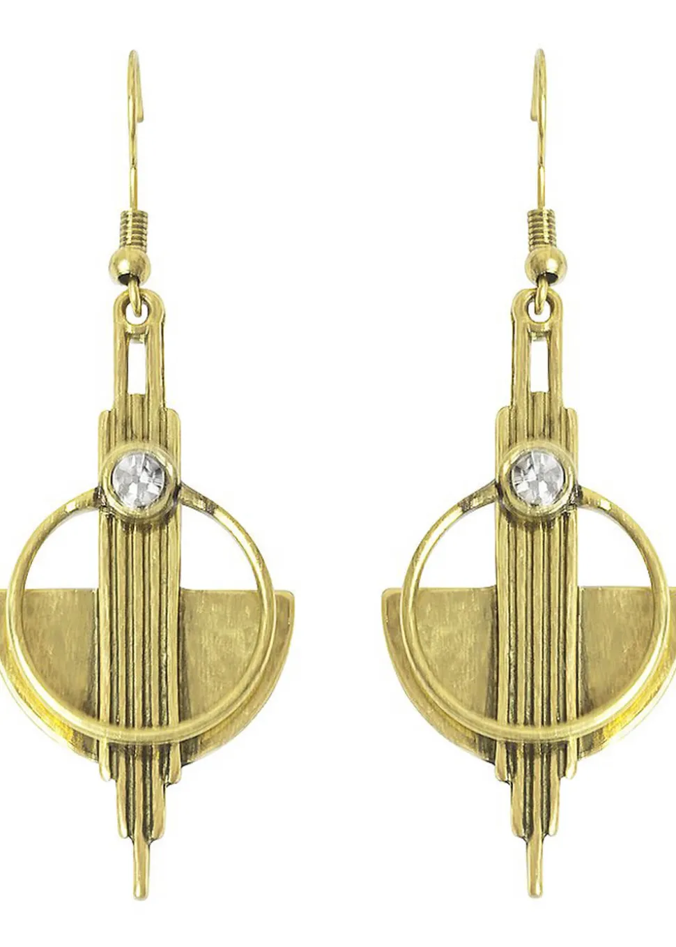 Love Vintage Art Deco Earrings Brass