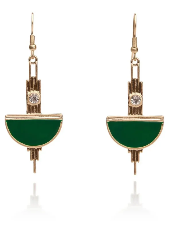 Love Vintage Art Deco Earrings Emerald