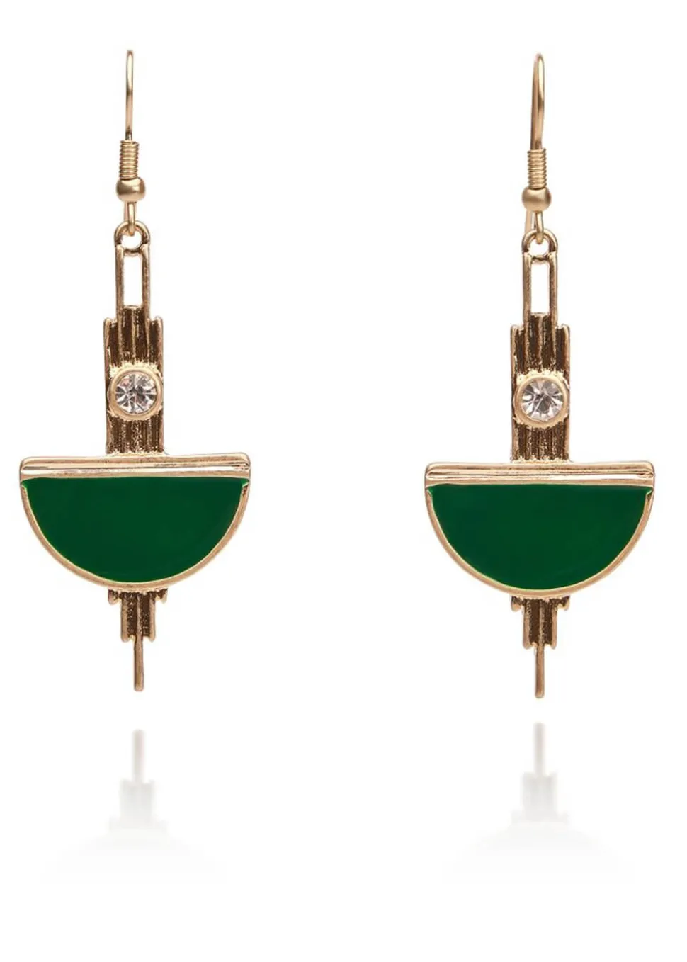 Love Vintage Art Deco Earrings Emerald