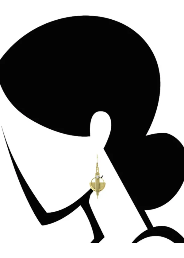 Love Vintage Art Deco Earrings Brass