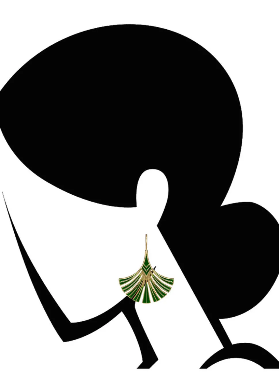 Love Vintage Art Deco Palm Leaf Earrings Green