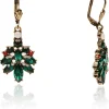 Love Vintage Christmas Tree Earrings Green