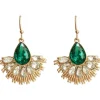 Love Vintage Crystal Fan 20's Earrings Green